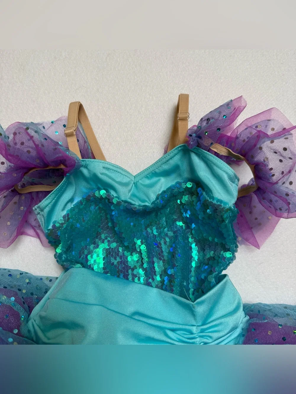 Teal and Purple Sparkle Tulle Dance Costume for Kids
